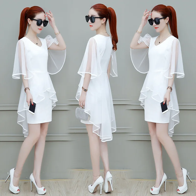 

angel in white Chiffon Dress Women's Summer Sunscreen Dresses New Thin Nets Long Summer white Dress