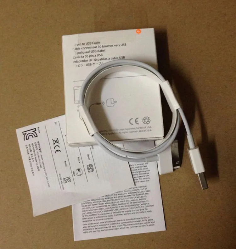 1M 3FT 1:1 original quality USB Data Sync Charging Cable 30pin 6 pin cord line For iPhone 4 4s for ipad 2 3 with retail box