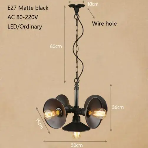 Промышленные арт-деко Утюг окрашены подвесной светильник светодио дный E27 5 фары с 2 цвета винтаж подвесной светильник для красоты спальни Ресторан - Цвет корпуса: matte black