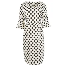 Осенние новые модные женские Ретро Винтажные черные/белые/красные облегающие эластичные платья в горошек с расклешенными рукавами