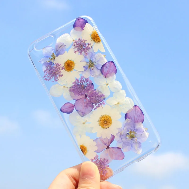 

Real Flower DIY Dried Pressed Transparent TPU Cover For iPhone 8 7 Plus Case Protector Phone Cases for iPhone 6 6s Plus Shell