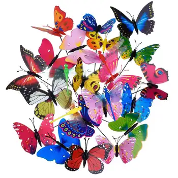 

20pcs Garden Butterflies Stakes And 4pcs Dragonflies Stakes Garden Ornaments For Yard Patio Party Decorations