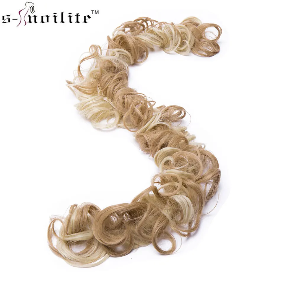 S-noilite термостойкие волокна женские черные коричневые резинки кудрявые шиньон UPDO синтетические шиньоны булочки для наращивания волос
