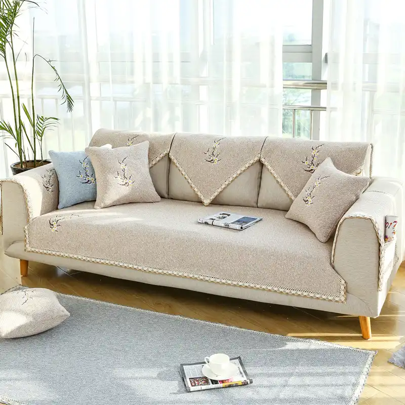 1 Piece Linen Sofa Cover Towel Anti Skid Slipcover Seat Couch Piece Linen Sofa Cover Towel Anti Skid