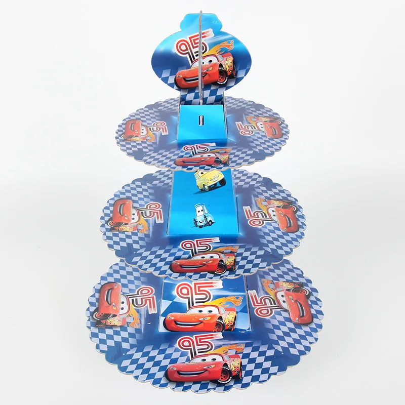 Автомобильная тематическая 3 картонный кекс подставка для бумаги тарелки вечерние Mcqueen Дети День рождения подставка для торта Ланч чай время