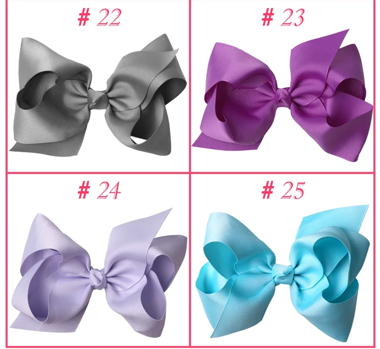 25 шт./лот 6 дюймов большой Hairbows с зажимом для детей девочек лента для волос луки Женские аксессуары для волос 25 Цвета