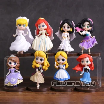 

Q Posket Characters Princess Aurora Cinderella Sofia Ariel Alice Esmeralda PVC Figures Toys Dolls 8pcs/set