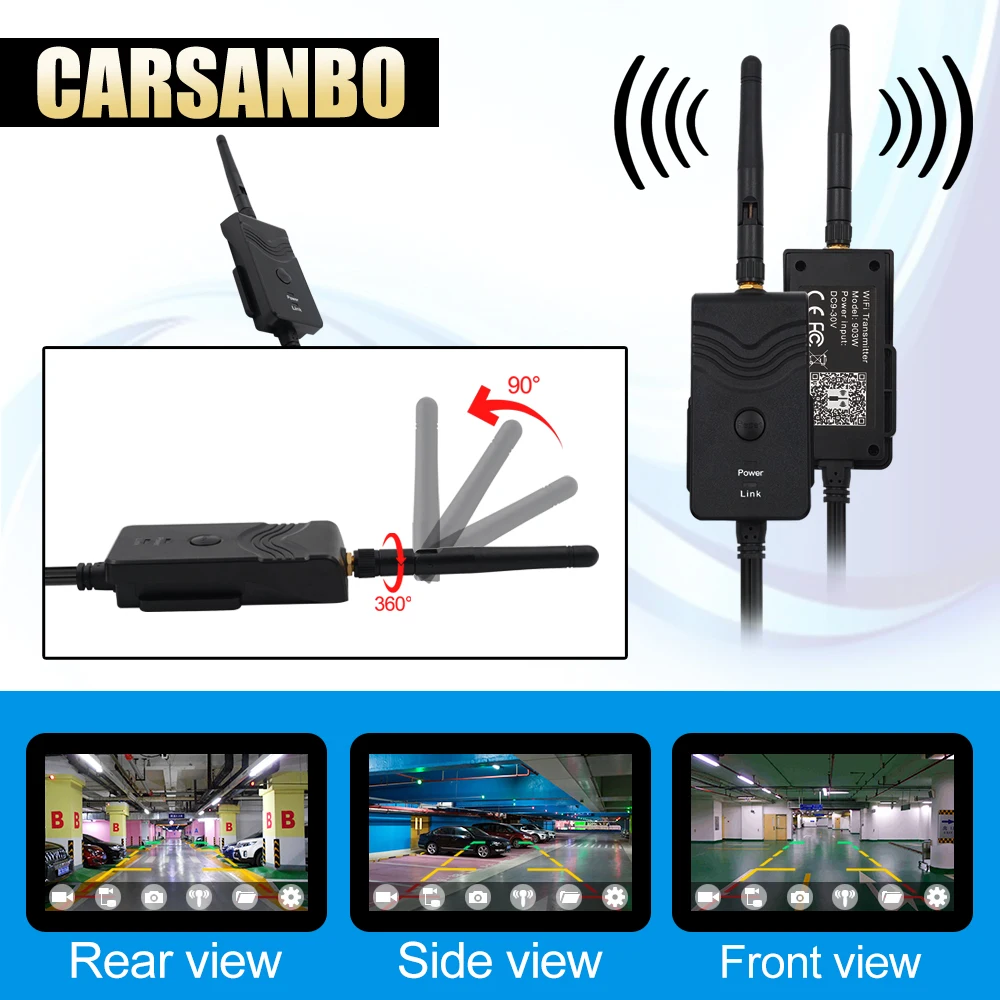 

Carsanbo Car Camera 903W Wifi Transmitter Car Rearview Backup Camera Monitor 30FPS DC Interface for iPhone X Android Smartphones