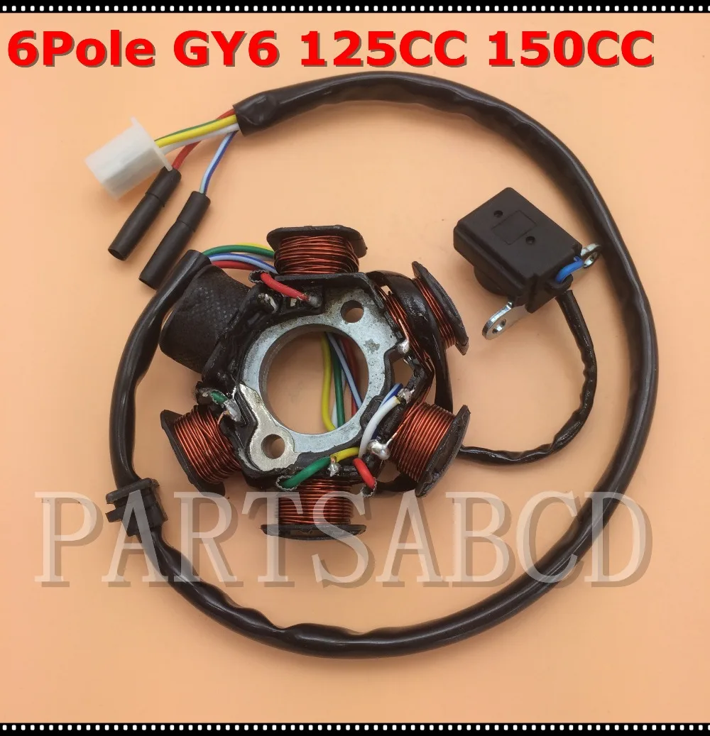 

Magneto Stator 6 POLE GY6 125cc 150cc ATV Scooter Moped Go Kart Sunl Total Roketa Hammerhead Parts