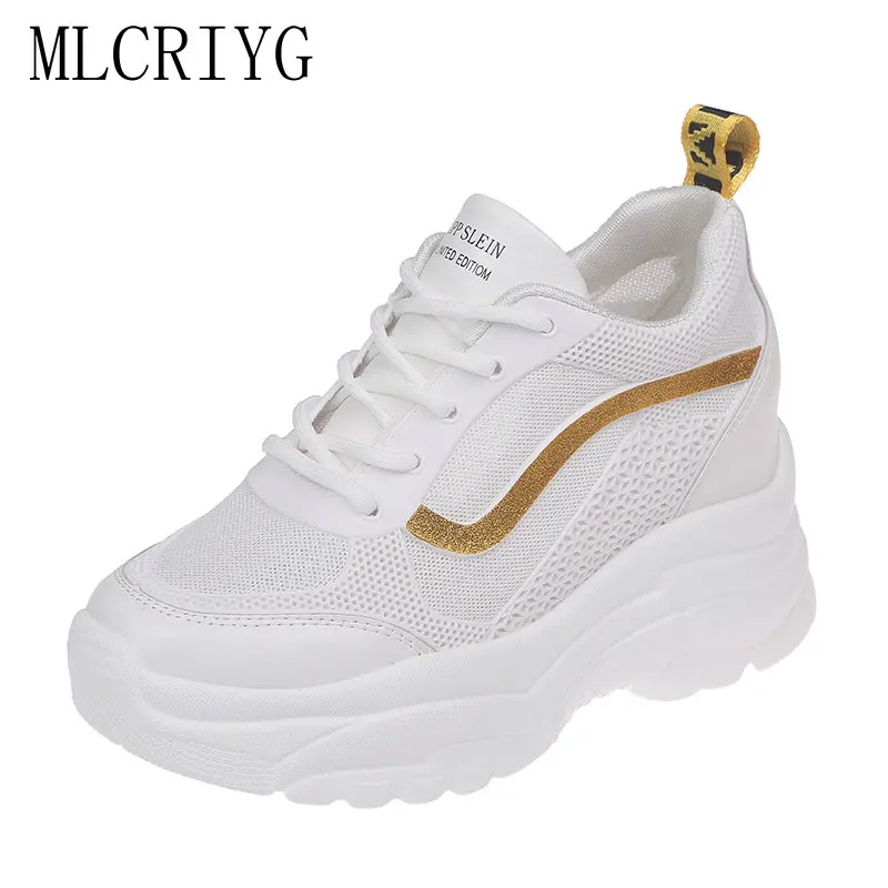 

Size 35-40 2019 New Summer Women Fashion Slippers Air Mesh Bling Shoes Woman Height Increasing Heel Girl Platform Flip Flops