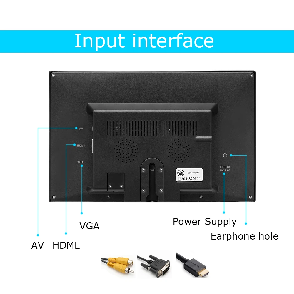 AMPrime 9 ''автомобильный монитор заднего вида, парковочный TFT ЖК-дисплей, монитор заднего вида, Мини ТВ и Компьютерный дисплей, поддержка AV HDMI VGA