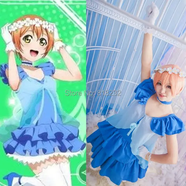 

Love Live School Idol Project Rin Hoshizora Chiffon Tee Dress Uniform Outfit Anime Cosplay Costumes