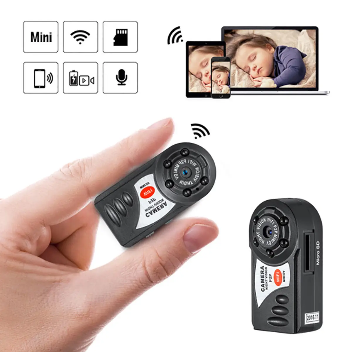 

32G Card+Mini WIFI P2P Wireless Micro Camera Q7 DV Car DVR Video Recorder Camcorder