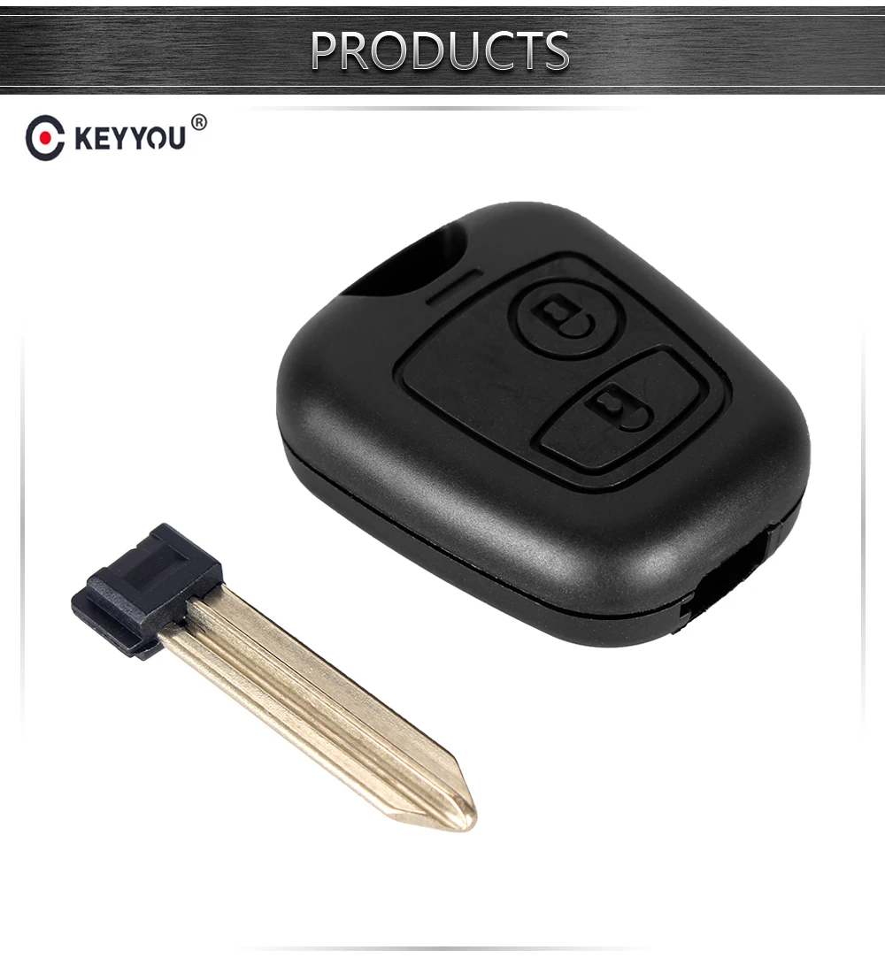 KEYYOU 2 Button Remote Key Flip Fob Car Key Case for Citroen C1 C2 C3 Saxo /Xsara /Picasso /Berlingo Uncut Blade Car Key Shell ignition coil