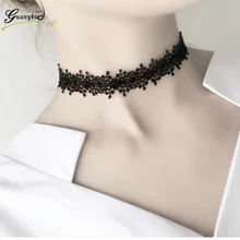 Сексуальные очаровательные черные кружевные Чокеры ожерелье s ожерелье для женщин модное ювелирное изделие готическое панк короткое ожерелье с татуировкой на ключице бижутерия