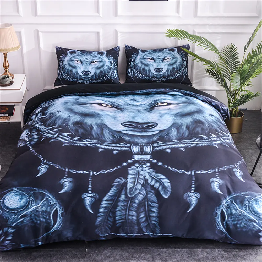 

ZEIMON 2/3 pcs Home Decoration Animal Bedding Set Wolf Pattern Soft Polyester Textiles Duvet Cover Bed Cover Pillowcase