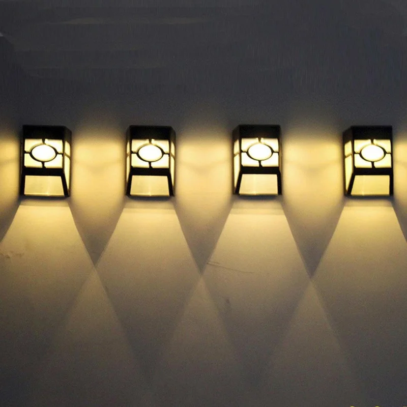 LED Modern Newest Type Durable PVC Solar Light  Wall Mount  Outdoors Wall Fence Solar Garden Path Landscape Fence Yard Lamp