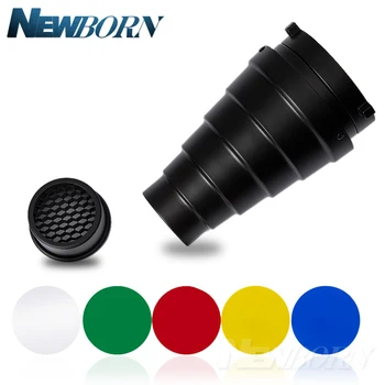 

Godox Snoot SN-01 With Color Filter Conical Studio Flash Accessories Honeycomb Grid Light For Bowens Mount Studio Strobe Flash