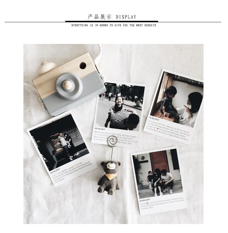 Vintage Wooden Camera Decoration Toy Baby Kids Hanging Camera Photography Prop Children Educational Toy Christmas Gifts