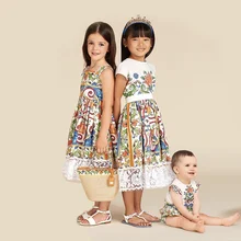 High-end цифровой платье принцессы с подтяжками для детей от 3 до 8 лет элегантное платье