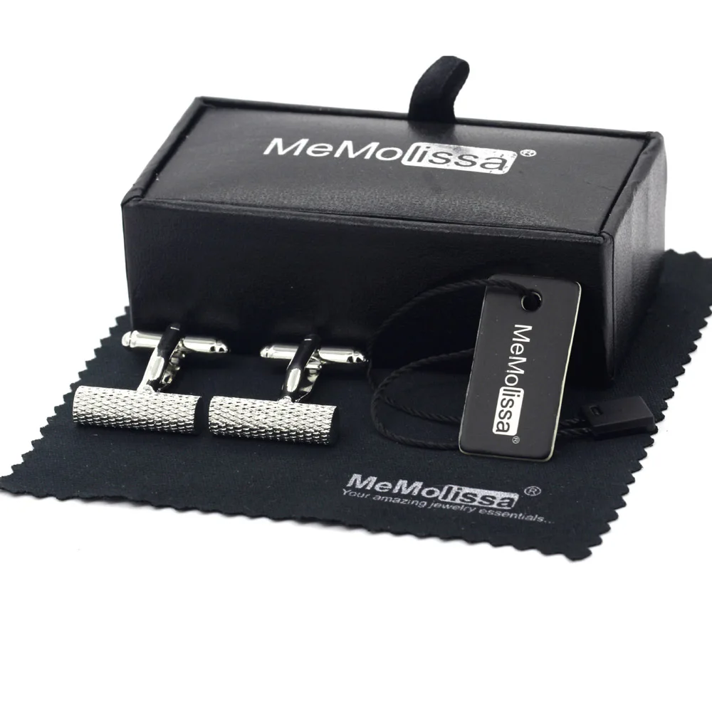 

MeMolissa Display Box Cufflinks Minimalist Style Silver Cylinder Cufflinks Men's Business Cufflinks Free Tag & Wipe Cloth