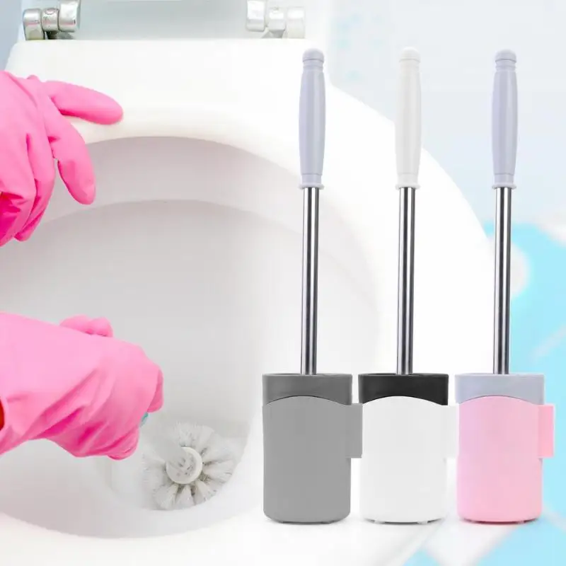 

Wall-Mounted Long Handle Toilet Cleaner Brush with Base Bathroom WC Tools