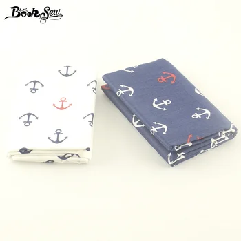 

Booksew Fat Quarter 2pcs 50X100cm sea anchor Pattern 100% Cotton Twill Fabric Home Textile For Baby Patchwork Bedding Craft
