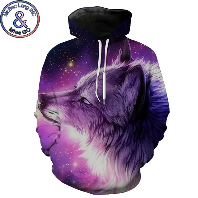 3d galaxy wolf hoodie