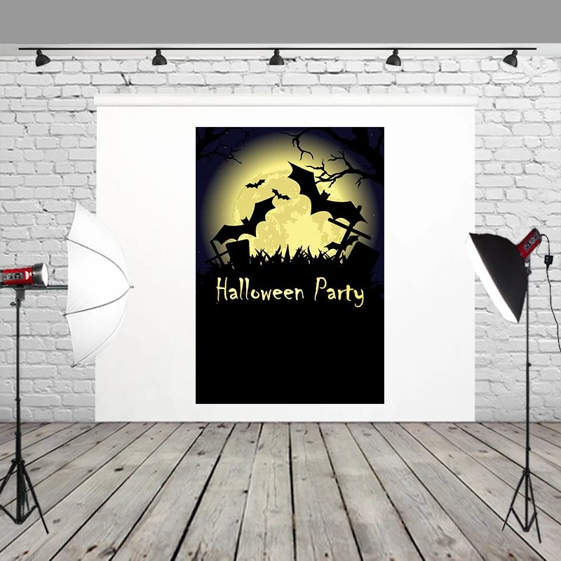HUAYI Hallowmas вечерние Monn Night backgroundfor фотографии летающие черные летучие мыши голые