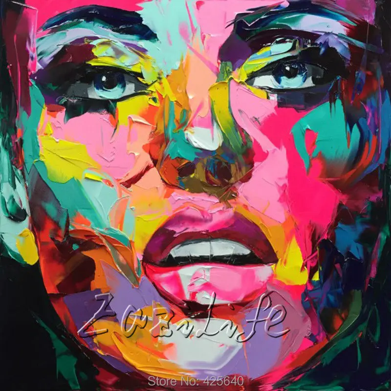 

Palette knife painting portrait Palette knife Face Oil painting Impasto figure on canvas Hand ainted Francoise Nielly 16-11
