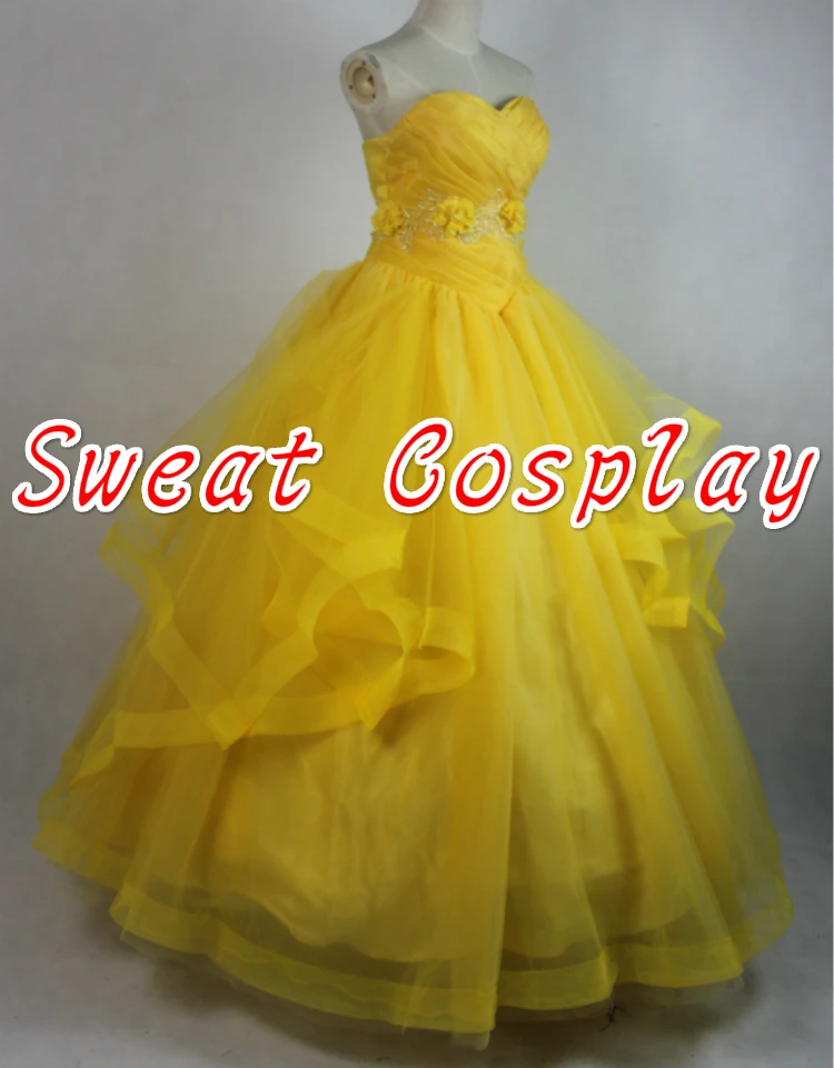 High Quality Beauty And The Beast Princess Belle Costume Emma Watson Belle Dress Costume Adult Women