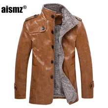 Aismz Brand Fashion Mens PU Leather Jacket High Quality Plus Size Business Casual Male Leather motorcycle Jackets Coats 7998