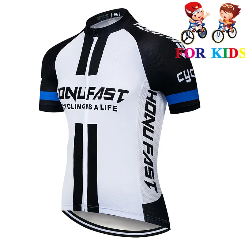 Детский костюм для велоспорта из шерсти, комплект велосипедная футболка с коротким рукавом, летняя одежда для велоспорта для мальчиков и девочек из микрофибры - Цвет: Short sleeve 2