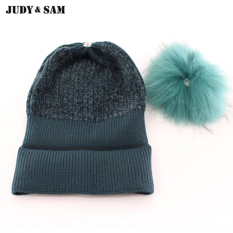 Шикарные синельные зимние шапки для мужчин дизайн женские шапки с натуральным меховым помпоном