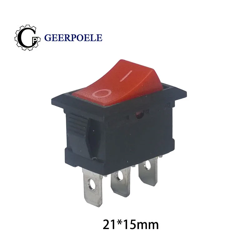 

KCD101 50pcs/lot Rocker Switch 21*15mm SPST 3PIN switch on off Snap-in ON/OFF Position Boat switch 21x15mm 6A 10A copper feet