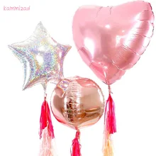 13 шт./лот 4D круглый цвета розового золота фольгированные шары лазерный star большое сердце баллон Для свадебной вечеринки украшения Девочка Душ кисточкой мяч