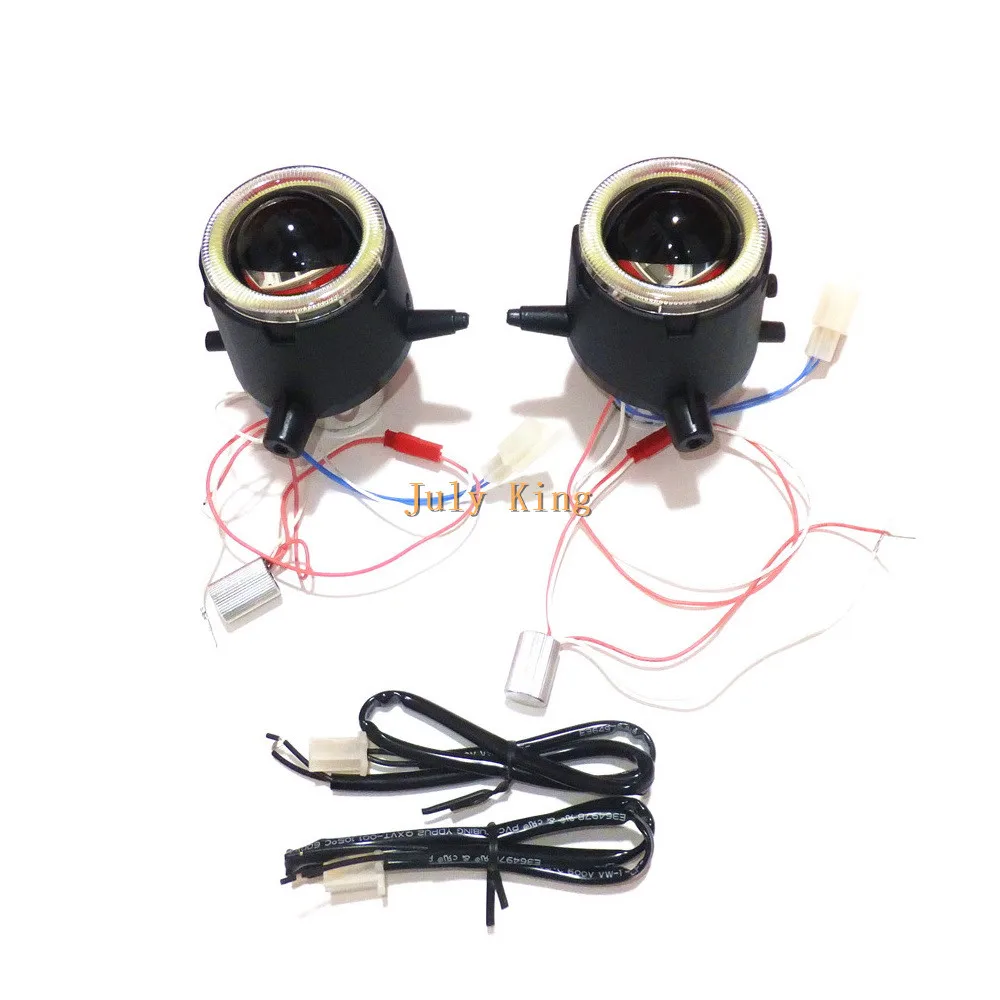 

July King Car Front Bumper Bifocal Lens Fog Lamp With LED COB Angel Eye DRL case for Mazda 2 3 5 6 CX-5 CX-7 BT-50 Premacy etc