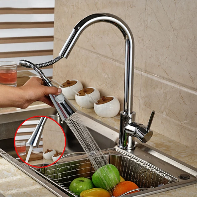 Special Price Kitchen Faucets Chrome Single Handle Pull Out Kitchen Tap Single Hole Handle Swivel 360 Degree Water Mixer Tap Mixer Tap 