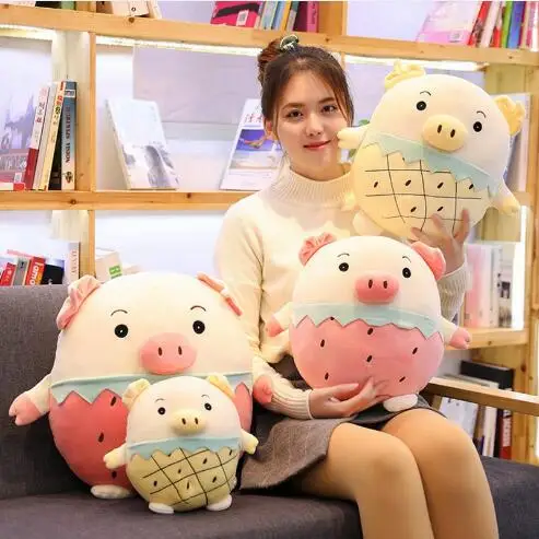 

WYZHY Down cotton soft body fruit pig pillow doll plush toy bedside ornaments to send friends and children gifts 40CM