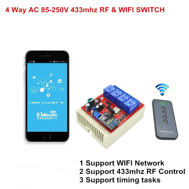 Smartphone Light Switch new wifi switch 4ch 110v 220v ac 10a smart light switches support Smartphone Light Switch new wifi switch 4ch 110v 220v ac 10a smart light switches support