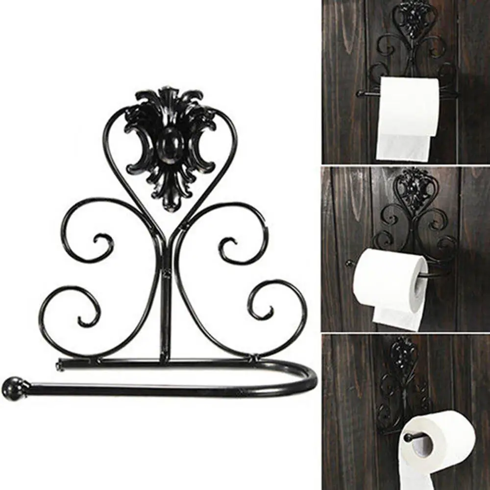 

European Bathroom Toilet Paper Holder Wrought Iron Roll Holder Bathroom Wall-mounted Bath Towel Towel Holder Home Decoration