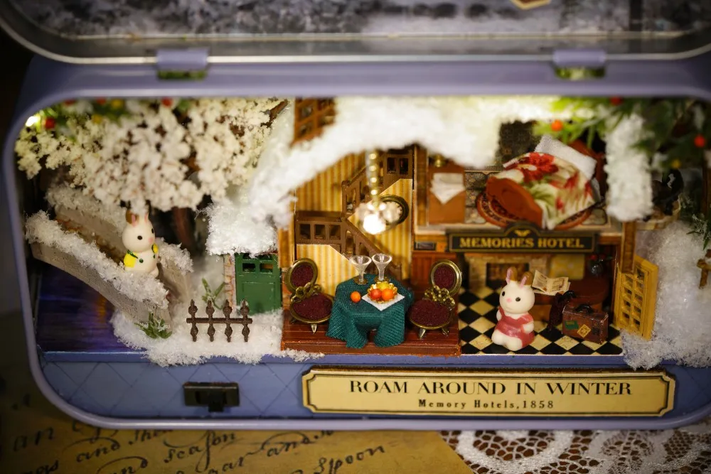 Кукольный дом Diy миниатюрный деревянный пазл кукольный домик miniaturas мебель дом кукла для подарка на день рождения игрушки бродят по всему миру зимой
