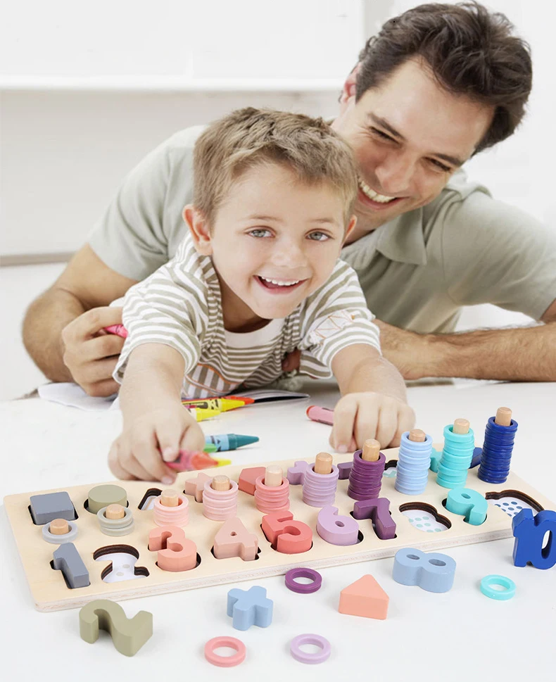 Pré-escolar de Madeira Jogo do Bebê Brinquedos para Crianças Montessori Brinquedos Contagem Forma Geométrica Cognição Educação Precoce Auxiliares Ensino Matemática Mod. 337218 2 Pré-escolar de madeira montessori brinquedos contagem forma