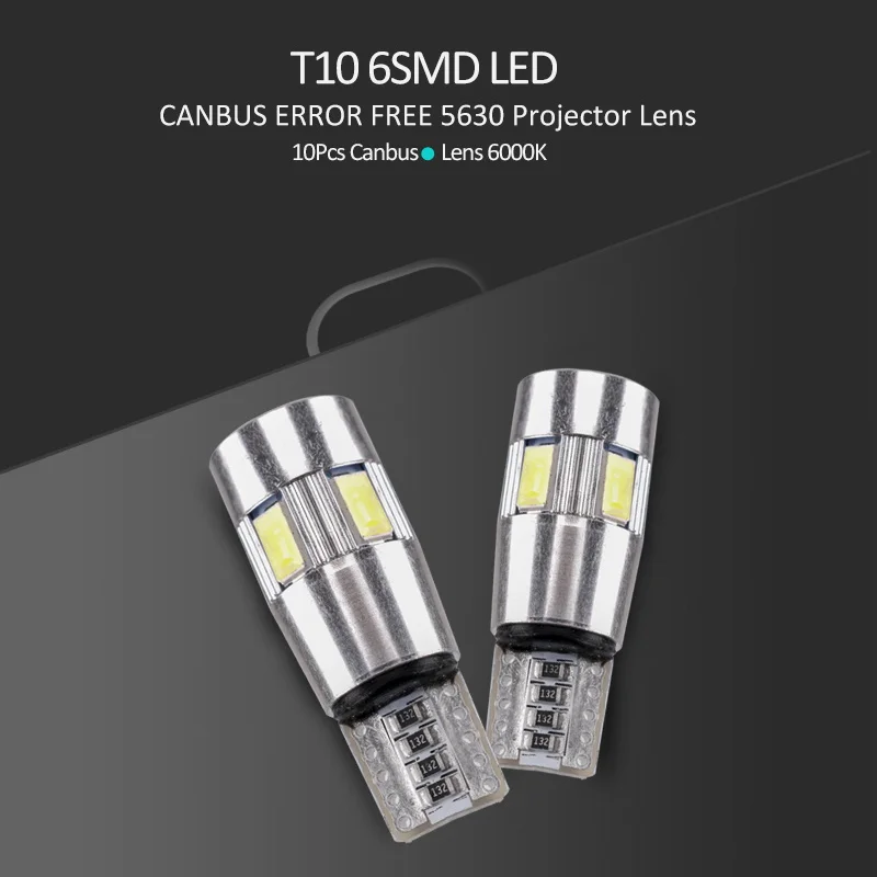Hlxg 10 шт. Canbus T10 W5W Автомобильный светодиодный лампы ошибок 12 v авто Интерьер Купол