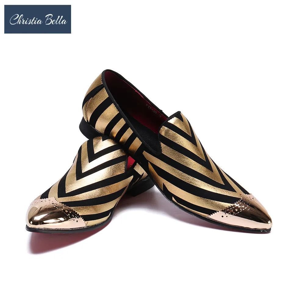 

Christia Bella Luxury Fashion Summer Style Wedding and Party Loafers Shoes Brand Designer Feather Printing Dress Shoes for Men