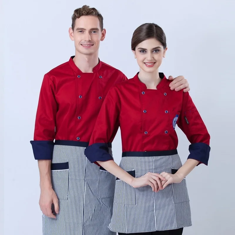 New Chef Wear Long Sleeved Adult Bakery Kitchen Chef Uniform Cooks