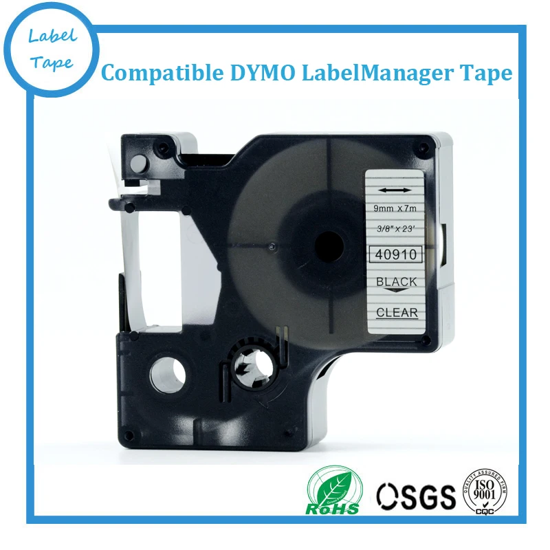4PK/lot 9 мм * 7 м черный на прозрачном Dymo D1 клей ламинированные Совместимость LabelManger