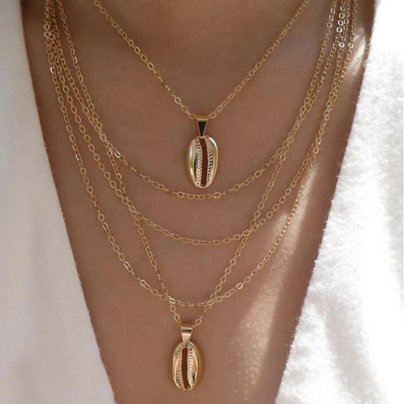 

Tocona Women Beach Boho Long Chain Gold Color Seashell Shell Multi Layer Necklace Retro Pendant Ocean Party Jewelry C19110