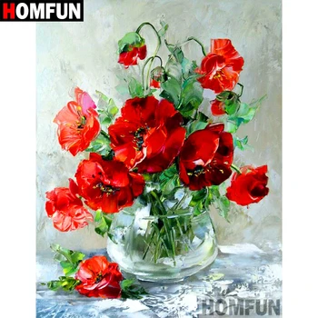 

HOMFUN Full Square/Round Drill 5D DIY Diamond Painting "Red flower" Embroidery Cross Stitch 5D Home Decor Gift A09240