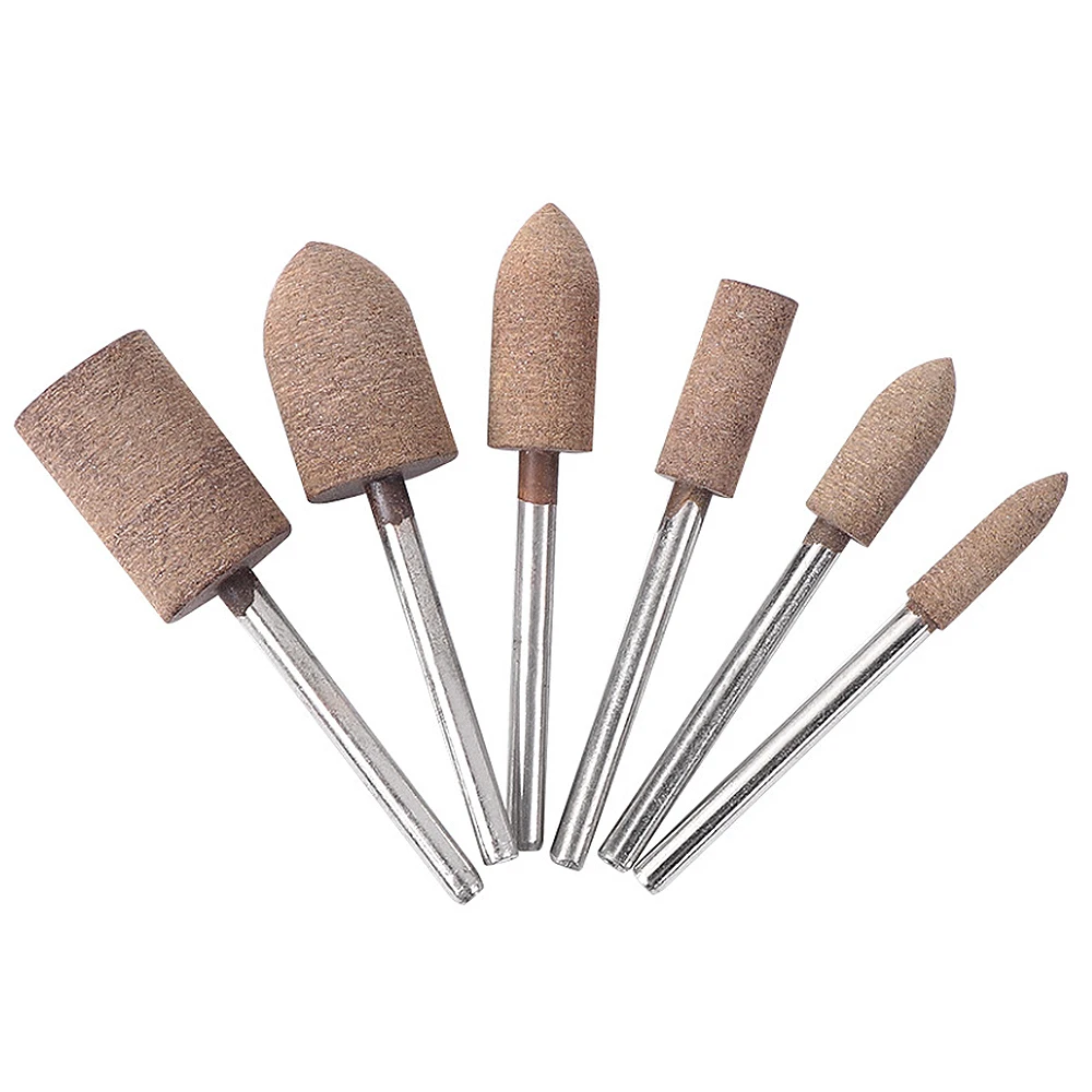 6pcs Cowhide Rod Mounted Grinding Wheel Polishing Head Set For Rotary Electric Grinder Tool Cowhide Leather Grinding Head